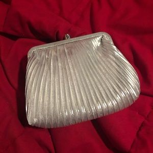 Silver pleated clutch
